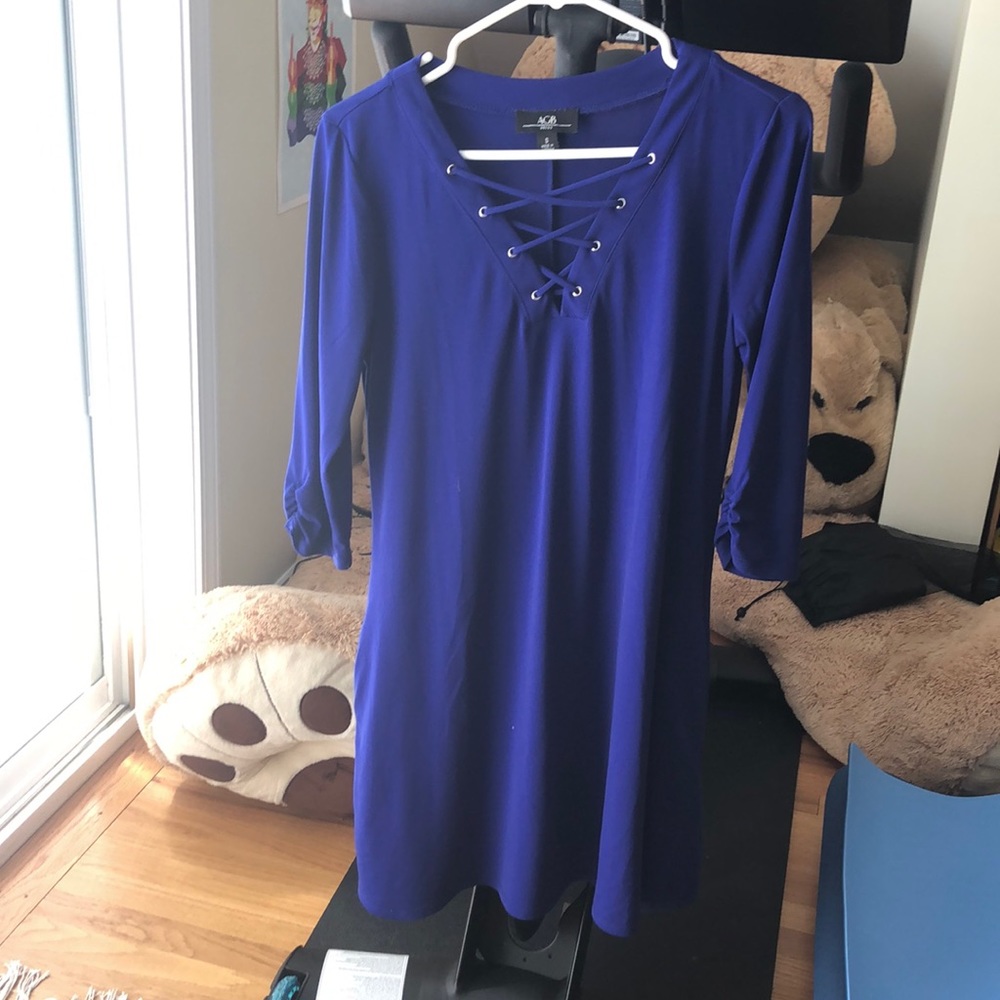 AGB Blue Criss Cross Royal Blue Dress